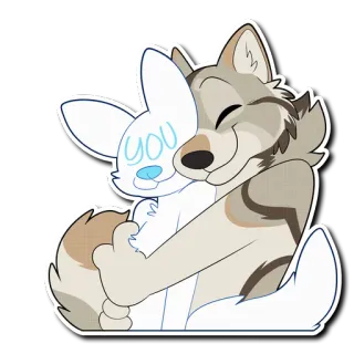 🤗 YOU Furry, Abbraccio, Coniglio, Lupo, Amicizia, Affetto telegram sticker