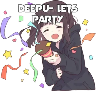 🤔 DEEPU- LETS PARTY feest, confetti, viering, anime telegram sticker