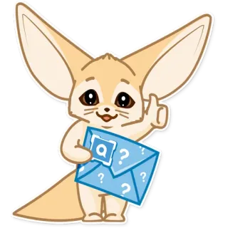 📩 volpe fennec, animale, carino, busta, domanda, posta telegram sticker