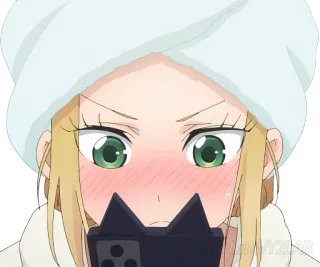 🥰 Аниме, Девушка, Румянец, Милый/ая, Смущенный/ая, Полотенце, Телефон telegram sticker