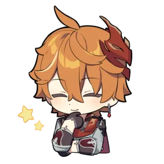 ✨ Tartaglia Genshin Impact Chibi, Spiel, Anime, Rotschopf, Süß whatsapp sticker