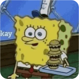 😴 Spongebob Spongebob Squarepants okay spongebob, spongebob squarepants, cartoon, nickelodeon, burger, okay, funny, meme whatsapp sticker