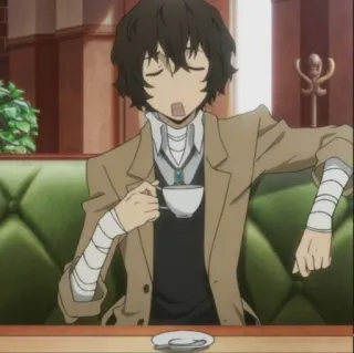 🥂 Dazai Osamu Bungou Stray Dogs Anime, Bungou Stray Dogs, Dazai Osamu, Charakter, Trinken, Tee, Bandagen whatsapp sticker