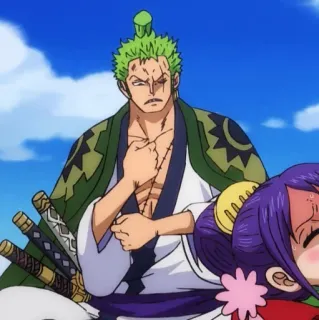 🐉 Zoro One Piece Аниме, Меч, Зеленые волосы, Ророноа Зоро, One Piece telegram sticker