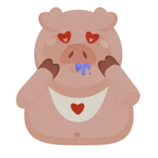 🥰 cochon, amour, cœur, dessin animé, animal, mignon, autocollant telegram sticker