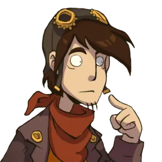 👈 steampunk, male, portrait, cartoon, brown hair, goggles telegram sticker