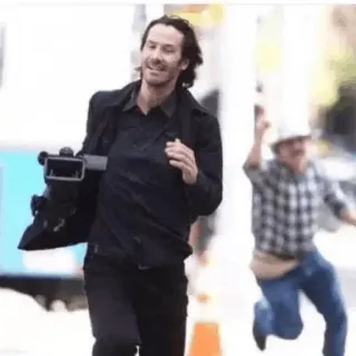 🏃‍♂️ Keanu Reeves คีอานู รีฟส์, นักแสดง, วิ่ง whatsapp sticker