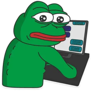 ☹ Pepe the Frog pepe, rana, meme, triste, ordenador, internet telegram sticker