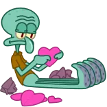 💔 Squidward SpongeBob SquarePants octo, spongebob squarepants, cartoon, hart, liefde, verdrietig, personage whatsapp sticker