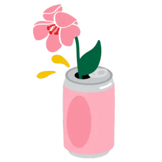 🍹 bunga, kaleng, merah muda, berbunga, tanaman, minuman telegram sticker