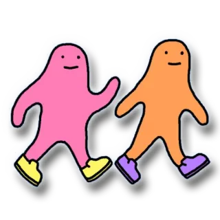 👬 ブロブ, 漫画, 歩く, キャラクター, ステッカー, ピンク, オレンジ telegram sticker
