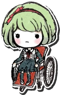 🌟 ragazza anime, sedia a rotelle, carino, chibi, kawaii, bambola telegram sticker