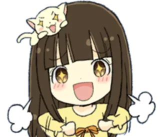 😻 Dziewczyna anime, Kreskówka, Kawaii, Uroczy, Kot, Błysk telegram sticker