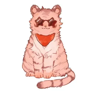 🐈 tiger, katze, tier, sonnenbrille, bandana, süß, cartoon telegram sticker