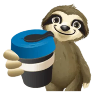 ☕️ bicho-preguiça, animal, café, xícara, bebida, fofo, lento whatsapp sticker