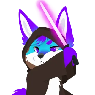 😏 Furry, Anthro, Zorro, Sable de luz, Star Wars, Encapuchado, Dibujos animados telegram sticker