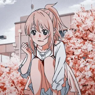 🩰 Anime, Meisje, Schattig, Sakura, Bloesem, Roze haar telegram sticker