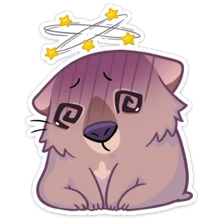 😵 tonto, animal, estrelas, wombat, desenho animado, expressão, chateado telegram sticker