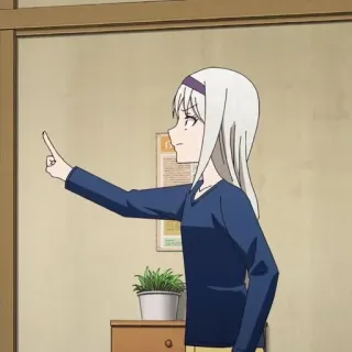 😠 Anime, Middelvinger, Gebaar, Meisje, Wit haar, Beledigend whatsapp sticker