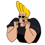 😭 Johnny Bravo dessin animé, personnage, lunettes de soleil, animé whatsapp sticker