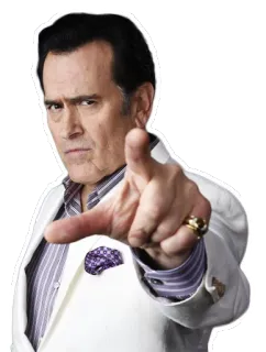 👈 Ash Williams Evil Dead Ash Williams, Evil Dead, Bruce Campbell, horror, zombie, character telegram sticker
