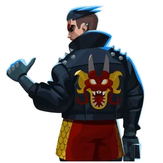 👍 personagem, dragão, jaqueta, luvas, espinhos, punk telegram sticker