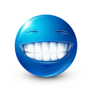 😁 Emoji, Sonrisa, Azul, Dientes, Feliz, Cara whatsapp sticker