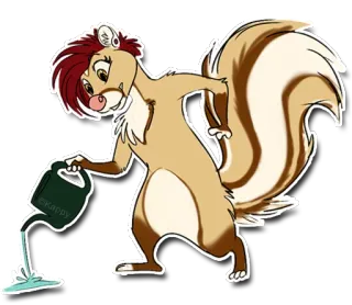 🌱 esquilo, regador, desenho animado, animal, jardinagem, natureza whatsapp sticker