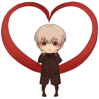 ❤️ Chibi, Anime, Coração, Fofo, Personagem whatsapp sticker