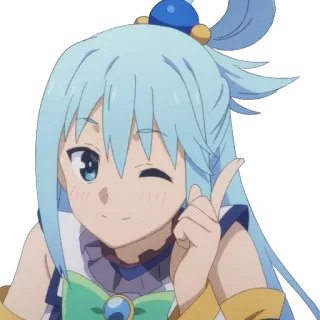 👆 Aqua Konosuba anime, aqua, konosuba, personaje, lindo, guiño telegram sticker