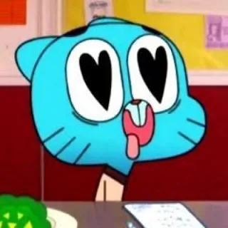 😻 Gumball Watterson The Amazing World of Gumball Kartun, Kucing, Cinta, Mata hati, Biru telegram sticker