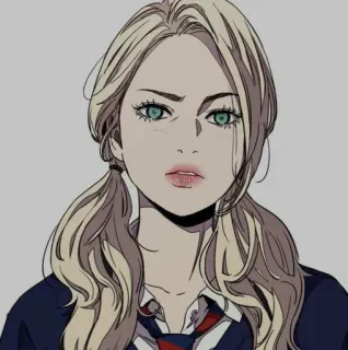 😬 Anime, Garota, Loira, Estudante, Desenho animado, Ilustração whatsapp sticker