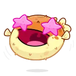 🤩 Cartoon, Emoji, Kugelfisch, Ausdruck, Fröhlich, Sternenaugen, Sticker whatsapp sticker