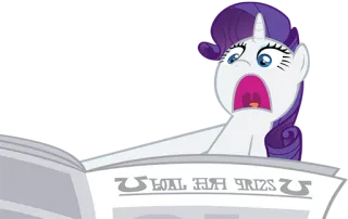 😱 Rarity My Little Pony мультфильм, пони, сюрприз, газета, анимация, животное telegram sticker