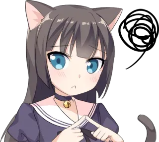 ☹ Anime, Katzenmädchen, Mädchen, Niedlich, Ohren, Manga, Neko telegram sticker