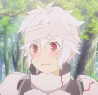 🗻 Bell Cranel Is It Wrong to Try to Pick Up Girls in a Dungeon? Anime, Capelli Bianchi, Occhi Rossi, Bell Cranel, DanMachi, Armatura telegram sticker
