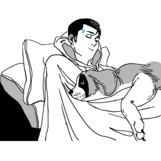 💤 Connor Detroit: Become Human android, dog, sleeping, robot, companion, anime telegram sticker