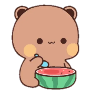 🍉 oso, sandía, lindo, kawaii, comiendo, animal whatsapp sticker