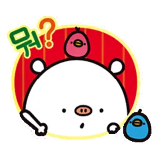 🤔 뭐? carino, animale, maiale, uccello, domanda, cartone animato telegram sticker