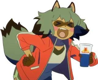 🥤 Michiru Kagemori BNA: Brand New Animal Anime, Cartone animato, Antropomorfo, Tanuki, Bevanda, Urlare telegram sticker