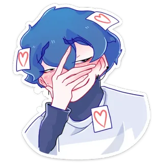🤦 desenho animado, adesivo, corações, cabelo azul, cartas de baralho whatsapp sticker