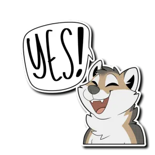 ✅ YES! chien, chiot, oui, animal, dessin animé telegram sticker