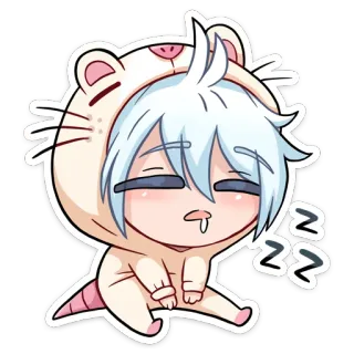 😴 ZZZ animé, dormir, mignon, chibi, endormi, dessin animé, souris telegram sticker