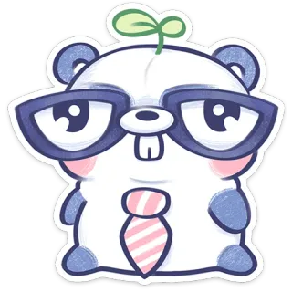 ⭐ cute, animal, bear, glasses, tie, kawaii telegram sticker