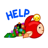 🙁 HELP Cartone animato, Pesce, Aiuto, Angosciato, Carino telegram sticker