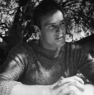 💸 Marlon Brando актер, знаменитость, портрет, черно-белый, мужчина, винтаж telegram sticker