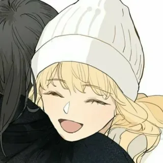 🌟 Umarmung, Winter, Mütze, Cartoon, Glücklich, Süß whatsapp sticker