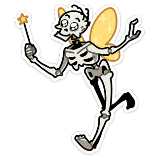 💀 scheletro, fata, magia, bizzarro, carino, ossa, ali, scintillio telegram sticker
