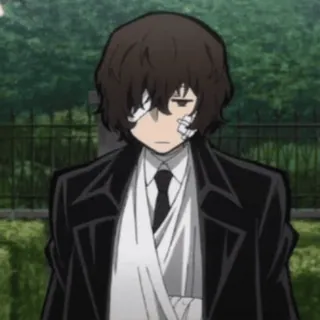 😑 Osamu Dazai Bungou Stray Dogs Anime, Dazai, Bungou Stray Dogs, Charakter, Manga, Bandagen, Dunkel, Traurig telegram sticker