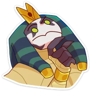 🤔 角色, 卡通, 法老, 埃及, 国王, 皇冠, 思考 whatsapp sticker